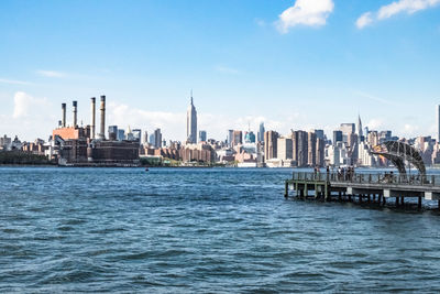 City skyline with river in background