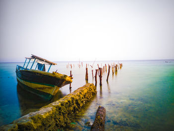 Scenic view of sea against clear sky