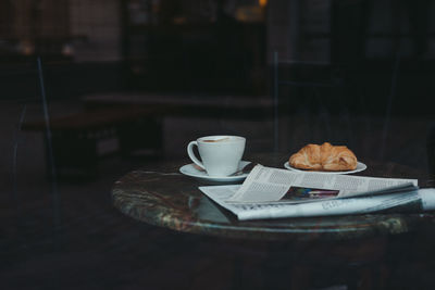 Coffee cup on table