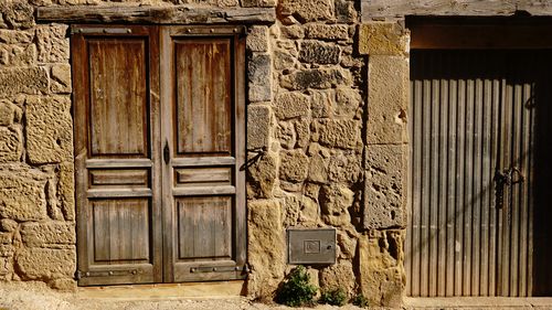 Closed door of old building