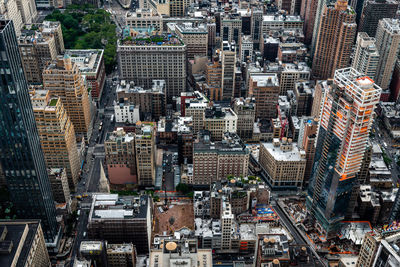 High angle view of buildings in city