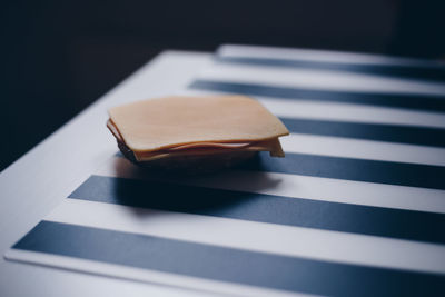 Close-up of bread in plate on table