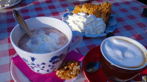 Close-up of breakfast on table