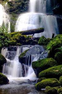 Low angle view of waterfall