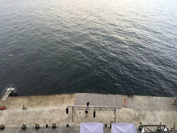 High angle view of people on promenade