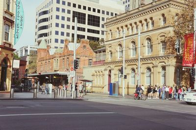 View of people in city