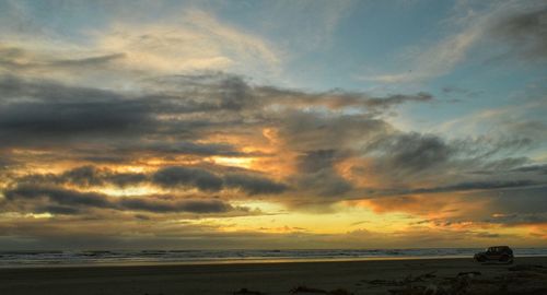 Scenic view of sea against cloudy sky