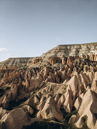 Rock formations on landscape against sky