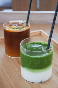 Close-up of drink in glass on table