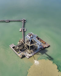 High angle view of ship in sea