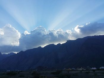 Scenic view of mountains against sky