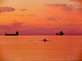 Scenic view of sunset over sea