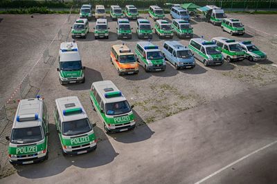 High angle view of cars on road