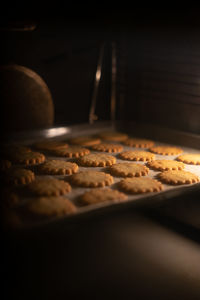 Christmas cookies in a oven