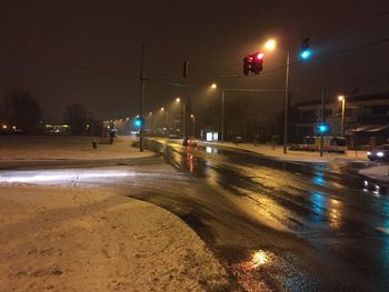 Street light on road at night