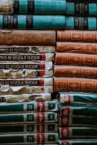 Full frame shot of books in shelf