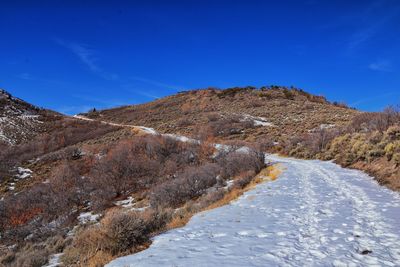 Winter snow mountain hiking trail views yellow fork park rose canyon copper mine salt lake city utah