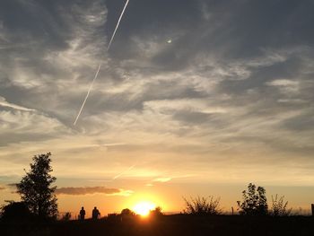 Low angle view of silhouette trees against sky during sunset
