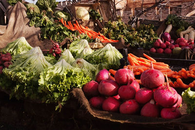 Vegetables at market stall