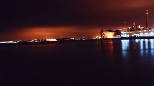 View of illuminated city at night