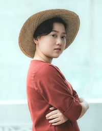 Portrait of teenage boy looking away