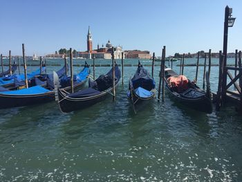 View of boats in canal