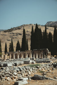 Ruins of building against clear sky