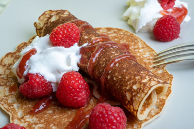 Close-up of strawberries in plate