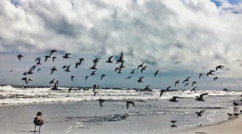 View of sea against cloudy sky