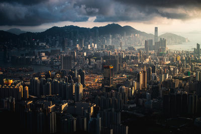 Aerial view of buildings in city