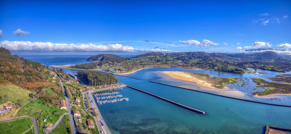 Aerial view of the ria de villaviciosa in asturias, spain.
