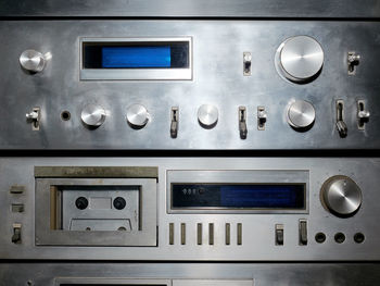 Full frame shot of tape recorder