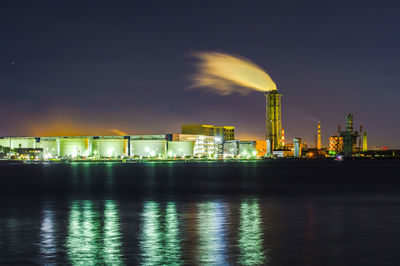 Night view of oil tanks and power plant