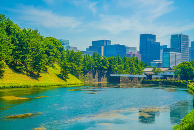 Scenic view of lake against sky