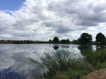 Scenic view of lake against sky