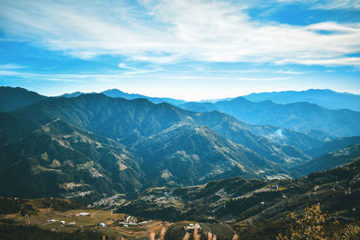 Scenic view of mountains against sky