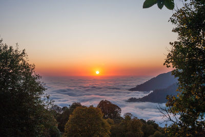 Scenic view of sea against sky during sunset