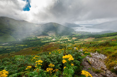 Scenic view of mountains against sky