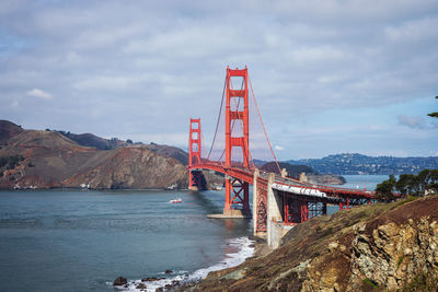 View of bridge over sea against sky