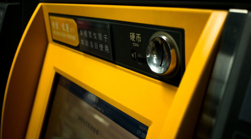 Close-up of yellow computer keyboard