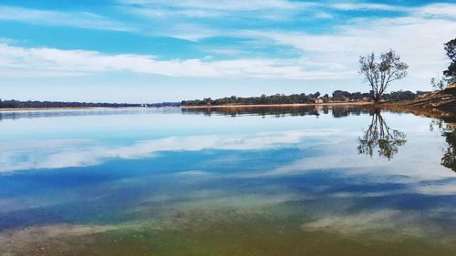 Scenic view of lake against sky