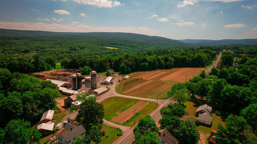 High angle view of landscape against sky