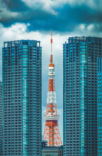 Low angle view of skyscrapers against sky