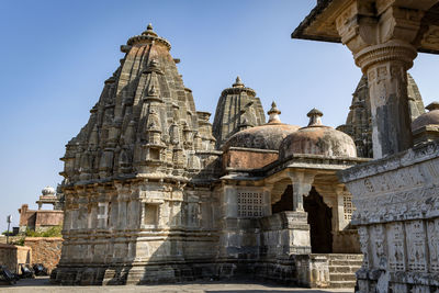 Ancient temple dome unique architecture with bright blue sky at morning