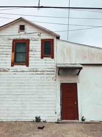 Closed door of house