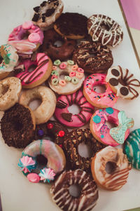 High angle view of dessert on table