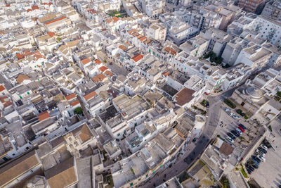 High angle view of buildings in city