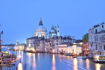 Santa maria della salute by canal at dusk