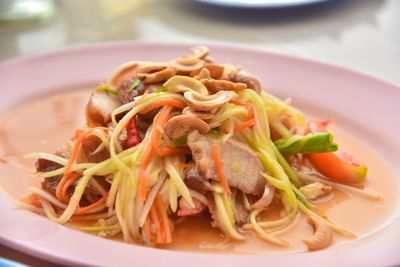 Close-up of meal served in plate