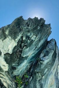 Low angle view of rock formation against sky